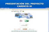PRESENTACIÓN DEL PROYECTO CARDICIS III. Objetivos del proyecto CARDICIS III PREOCUPARSE POR LOS RETOS DE LA RECONSTRUCCIÓN.