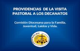 PROVIDENCIAS DE LA VISITA PASTORAL A LOS DECANATOS Comisión Diocesana para la Familia, Juventud, Laidos y Vida.