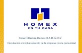 Vinculación e involucramiento de la empresa con la comunidad Desarrolladora Homex S.A.B de C.V.