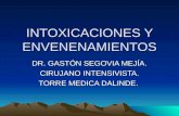 INTOXICACIONES Y ENVENENAMIENTOS DR. GASTÓN SEGOVIA MEJÍA. CIRUJANO INTENSIVISTA. TORRE MEDICA DALINDE.