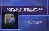 COMO MANTENER VIVA LA FE EN LA UNIVERSIDAD. Pr. Carlos Rilio, UNION DOMINICANA.