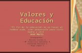 1 Valores y Educación El fin de la educación no es hacer al hombre rudo, sino prepararlo para vivir bueno y útil José Martí Integrantes: - Nicole Cortés.