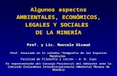 Algunos aspectos AMBIENTALES, ECONÓMICOS, LEGALES Y SOCIALES DE LA MINERÍA Prof. y Lic. Marcelo Giraud Prof. Asociado en la cátedra Geografía de los Espacios.