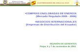 ELECTRIFICADORA DEL HUILA S.A. E.S.P. COMPRAS ENGLOBADAS DE ENERGÍA (Mercado Regulado 2005 - 2006) NEGOCIOS INTERNACIONALES (Empresas de Distribución del.