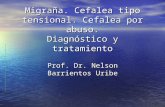 Migraña. Cefalea tipo tensional. Cefalea por abuso. Diagnóstico y tratamiento Prof. Dr. Nelson Barrientos Uribe.