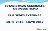 ESTADISTICAS GENERALES DE AUSENTISMO EPM SEDES EXTERNAS JULIO 2011– MAYO 2012.