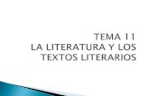 TEMA 11 LA LITERATURA Y LOS TEXTOS LITERARIOS. Características de los textos literarios Intención comunicativa: estética. Todos los textos literarios.