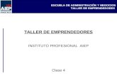 ESCUELA DE ADMINISTRACIÓN Y NEGOCIOS TALLER DE EMPRENDEDORES INSTITUTO PROFESIONAL AIEP Clase 4.