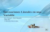 Inecuaciones Lineales en una Variable Dra. Noemí L. Ruiz Limardo 2006-2007 © Derechos Reservados.