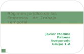 Javier Medina Paloma Asegurado Grupo 1-A 1 Régimen jurídico de las Empresas de Trabajo Temporal.