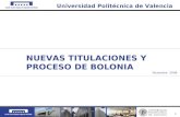 1 Universidad Politécnica de Valencia Diciembre 2008 NUEVAS TITULACIONES Y PROCESO DE BOLONIA.