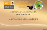 INGENIERÍA EN ADMINISTRACIÓN MERCADOTECNIA 1 V. ESTRATEGIAS MERCADOLÓGICAS.