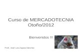 Curso de MERCADOTECNIA Otoño/2012 Bienvenidos !!! Profr. José Luis Zapata Sánchez.