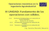 III UNIDAD : Fundamento de las operaciones con sólidos. 3.4.4Parámetros fundamentales en la operación de lechos fluidizados. 3.5Reducción de tamaño. 3.5.1Introducción.