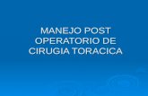 MANEJO POST OPERATORIO DE CIRUGIA TORACICA. El paciente post operado con cirugía torácica posee: Función pulmonar anormal (Qx. + patología base) Función.