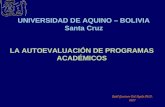 LA AUTOEVALUACIÓN DE PROGRAMAS ACADÉMICOS UNIVERSIDAD DE AQUINO – BOLIVIA Santa Cruz Raúl Gustavo Eid Ayala Ph.D. 2007.