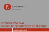 PRESUPUESTOS 2009. COLEGIO DE ECONOMISTAS DE ALICANTE. Asamblea General. economistas Colegio de Alicante.