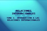 RELACIONES INTERNACIONALES TEMA 1: INTRODUCCIÓN A LAS RELACIONES INTERNACIONALES.