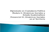Diplomado en Ciudadanía Política Modulo II: Dinámicas Sociales y Estado Guatemalteco Presencial III: Dinámicas Sociales en el Territorio.