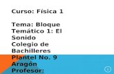 Curso: Física 1 Tema: Bloque Temático 1: El Sonido Colegio de Bachilleres Plantel No. 9 Aragón Profesor: Ing. Alberto Tinoco Tapia 1.