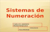 Sistemas de Numeración CARLOS ANDRES MONETENEGRO COLEGIO TOLIMENSE.