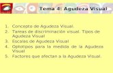 Tema 4: Agudeza Visual 1.Concepto de Agudeza Visual. 2.Tareas de discriminación visual. Tipos de Agudeza Visual 3.Escalas de Agudeza Visual 4.Optotipos.