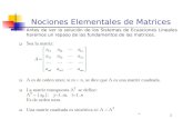 1 Nociones Elementales de Matrices Antes de ver la solución de los Sistemas de Ecuaciones Lineales haremos un repaso de las fundamentos de las matrices.