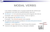 MODAL VERBS Los verbos modales son un grupo especial de verbos que comparten una serie de caracter­sticas, que son: No llevan -s en la tercera persona