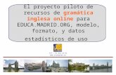 El proyecto piloto de recursos de gramática inglesa online para EDUCA.MADRID.ORG, modelo, formato, y datos estadísticos de uso Tlf.: 91 413 22 61 .