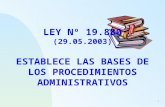 1 LEY Nº 19.880 (29.05.2003) ESTABLECE LAS BASES DE LOS PROCEDIMIENTOS ADMINISTRATIVOS.