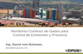Monitoreo Continuo de Gases para Control de Emisiones y Procesos Ing. David von Boisman david@msanjose.net.