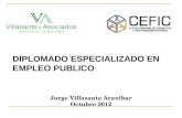 DIPLOMADO ESPECIALIZADO EN EMPLEO PUBLICO Jorge Villasante Aranibar Octubre 2012.