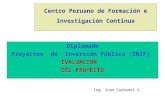 Centro Peruano de Formación e Investigación Continua Diplomado Proyectos de Inversión Pública (SNIP) EVALUACION DEL PROYECTO Ing. Juan Carbonel V.