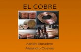 EL COBRE Adrián Escudero Alejandro Cuevas. Introducción El cobre (del latín CŬPRUM, y éste del griego Kýpros), cuyo símbolo es Cu, es el elemento químico.