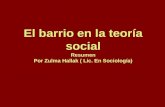 El barrio en la teoría social Resumen Por Zulma Hallak ( Lic. En Sociología)