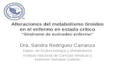 Alteraciones del metabolismo tiroideo en el enfermo en estado crítico Síndrome de eutirodeo enfermo Dra. Sandra Rodríguez Carranza Depto. de Endocrinología.