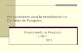 Procedimiento para la Acreditación de Carreras de Posgrado Prosecretaría de Posgrado UNLP 2011.