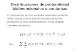 Distribuciones de probabilidad bidimensionales o conjuntas Si disponemos de dos variables aleatorias podemos definir distribuciones bidimensionales de.