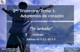 Estudios Bíblicos Lifeway ® 2 do Trimestre/Tema 1: Adoremos de corazón Te anhelo 3 de marzo de 2013 (Salmos 42:1-11; 43:1-5) Iglesia Bíblica Bautista de.