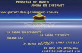 CONDUCE: LAURA CASTILLA 19 AÑOS NOS RESPALDAN castillalau@hotmail.com PROGRAMA DE RADIO AHORA EN INTERNET AHORA EN INTERNET .