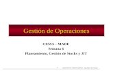 GESTION DE OPERACIONES – Ing Pedro del Campo 1 Gestión de Operaciones CEMA – MADE Semana 6 Planeamiento, Gestión de Stocks y JIT.