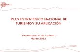 PLAN ESTRATEGICO NACIONAL DE TURISMO Y SU APLICACIÓN Viceministerio de Turismo Marzo 2012.