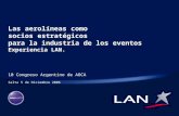 Las aerolíneas como socios estratégicos para la industria de los eventos Experiencia LAN. 10 Congreso Argentino de AOCA Salta 5 de Diciembre 2006.