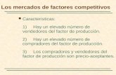 Los mercados de factores competitivos Características: 1)Hay un elevado número de vendedores del factor de producción. 2)Hay un elevado número de compradores.