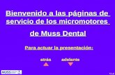 Bienvenido a las páginas de servicio de los micromotores de Muss Dental atrás Para actuar la presentación: V1.0 adelante.