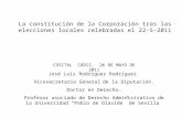 La constitución de la Corporación tras las elecciones locales celebradas el 22-5-2011 José Luis Rodríguez Rodríguez Vicesecretario General de la Diputación.