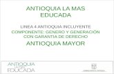 ANTIOQUIA LA MAS EDUCADA LINEA 4 ANTIOQUIA INCLUYENTE COMPONENTE: GENERO Y GENERACIÓN CON GARANTIA DE DERECHO ANTIOQUIA MAYOR.