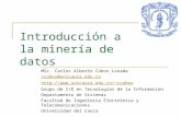 Introducción a la minería de datos MSc. Carlos Alberto Cobos Lozada ccobos@unicauca.edu.co ccobos Grupo de I+D en Tecnologías.
