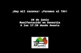 ¡Hay mil razones! ¡Paremos el TAV! 10 de junio Manifestación en Donostia A las 17:30 desde Anoeta.
