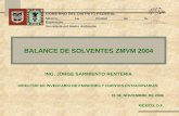 BALANCE DE SOLVENTES ZMVM 2004 GOBIERNO DEL DISTRITO FEDERAL México, La Ciudad de la Esperanza. Secretaría del Medio Ambiente ING. JORGE SARMIENTO RENTERIA.